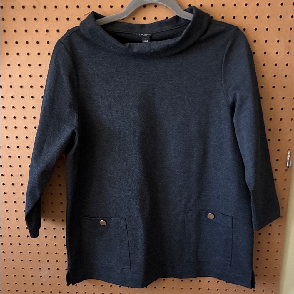 Ann Taylor Charcoal Cowl Neck Sweater